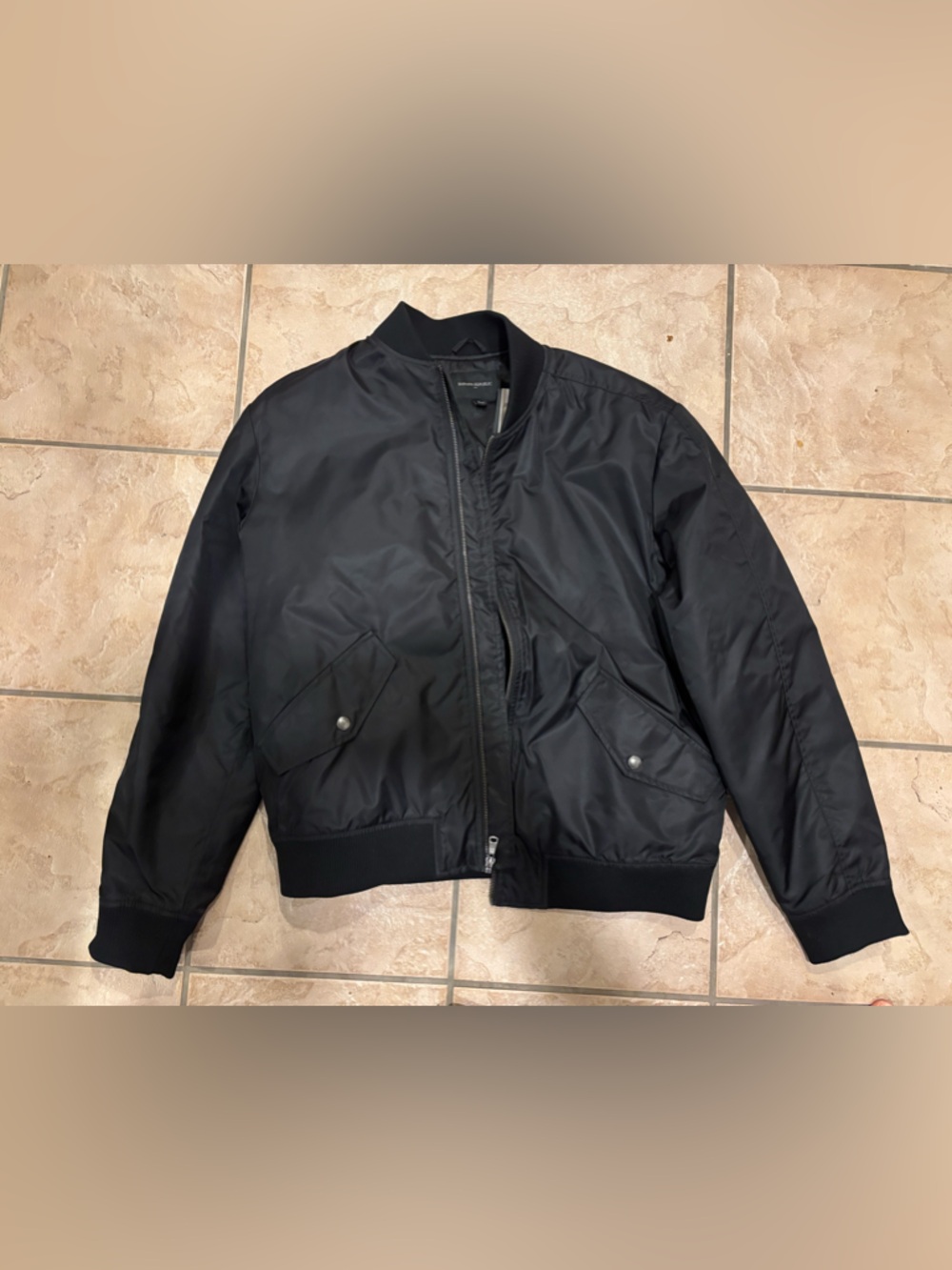 Banana Republic Men's Black Bomber Jacket - Classic Lightweight Coat - Large